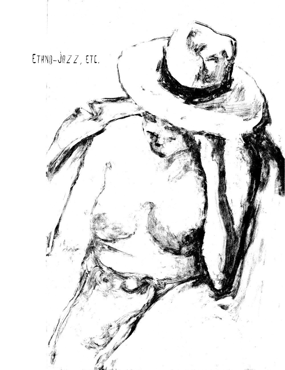 modèle Céline avec un chapeau seins nus et veste. L'ensemble des planches construit un extrait de "l'espèce de BD"