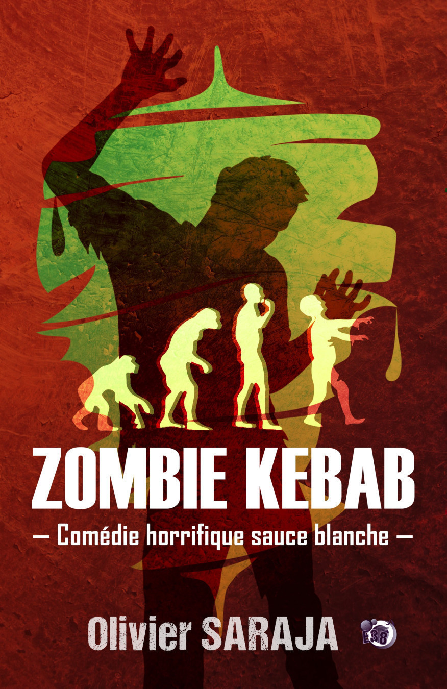 La couverture présente les silhouettes dans un style clipart d'un zombi avec une broche à kebab en arrière plan. Les silhouettes de l'homme à divers stades de son évolution, du singe à quatre pattes à l'hominidé bipède, l'homme moderne et enfin le zombie avançant les bras tendus en avant, donnent le ton de l'ouvrage. Les couleurs sont assez dérangeantes, du marron rappelant le sang cramoisi au vert radioactif.