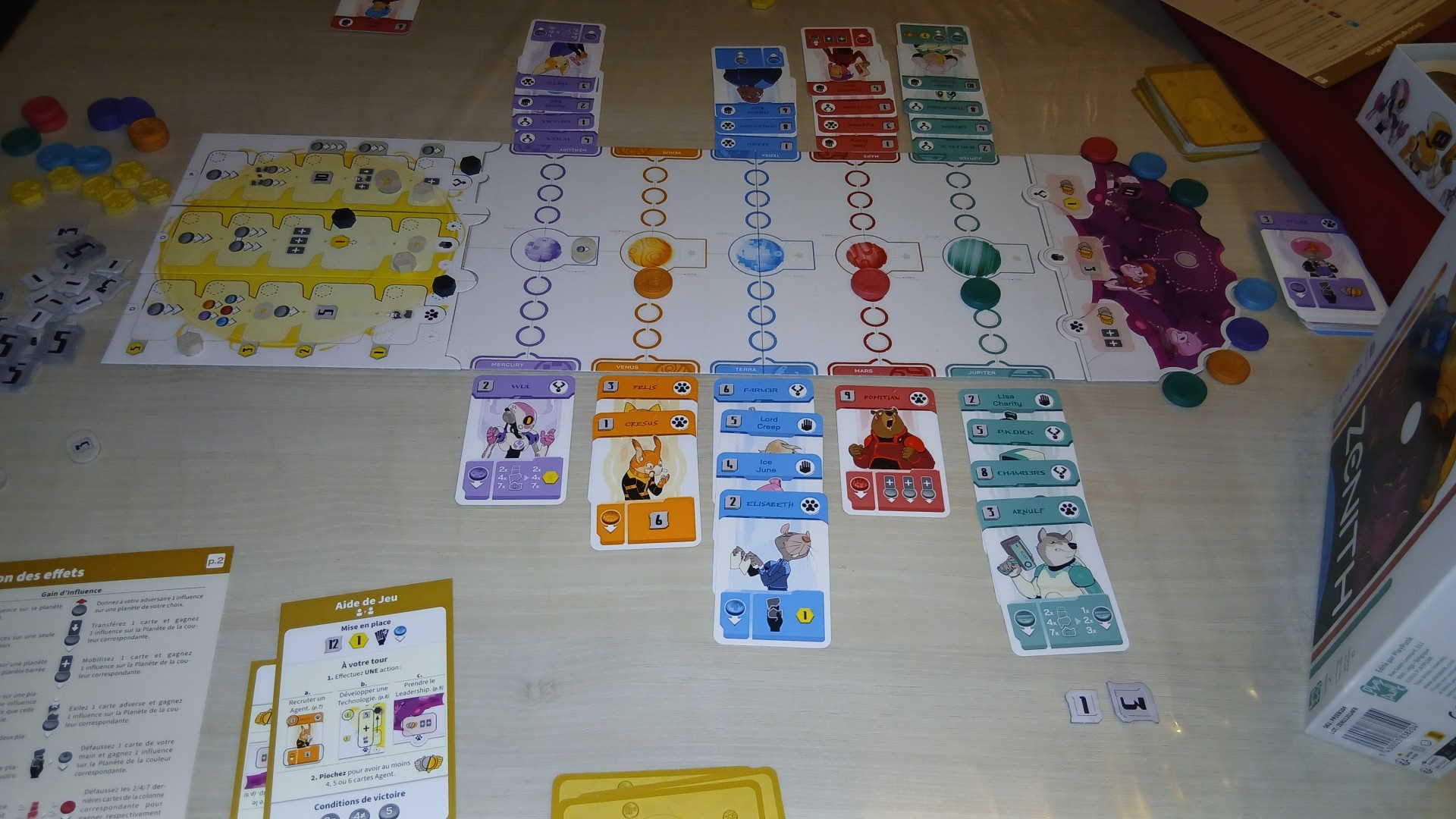 Zenith boardgame. Boards and cards. 4 different planets victory
